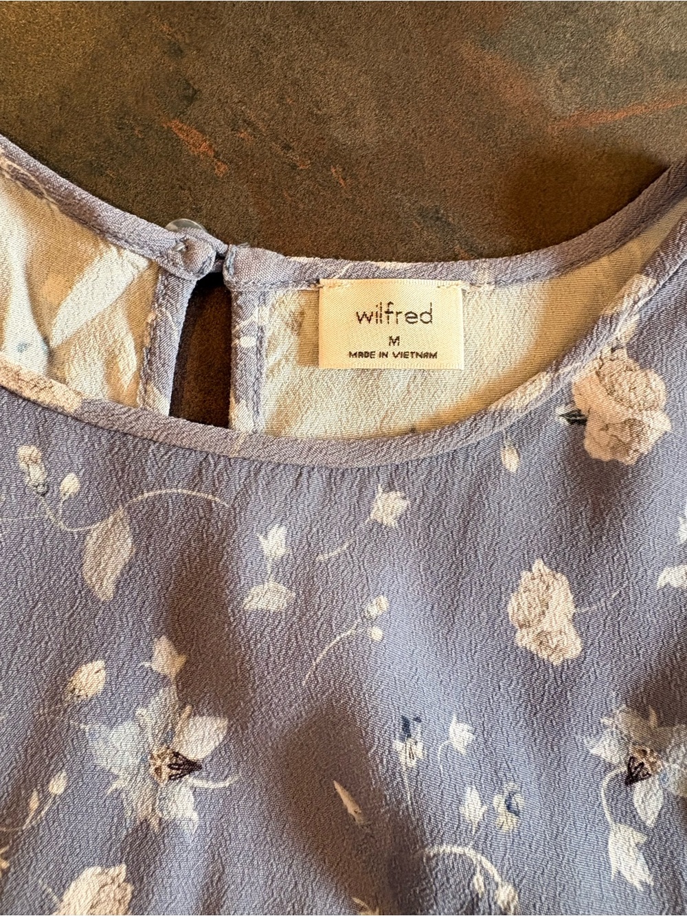 Wilfred Dusty Blue Floral Long-Sleeve Mini Dress Medium - Picture 7 of 9